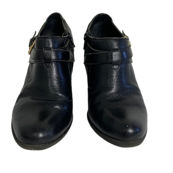 Born BOC Black Ankle Boots‎ Heeled Size 7 Style Z01503 Leather Strap Buckle Y2K - Picture 4 of 12
